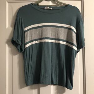 Green Stripped short waisted T shirt